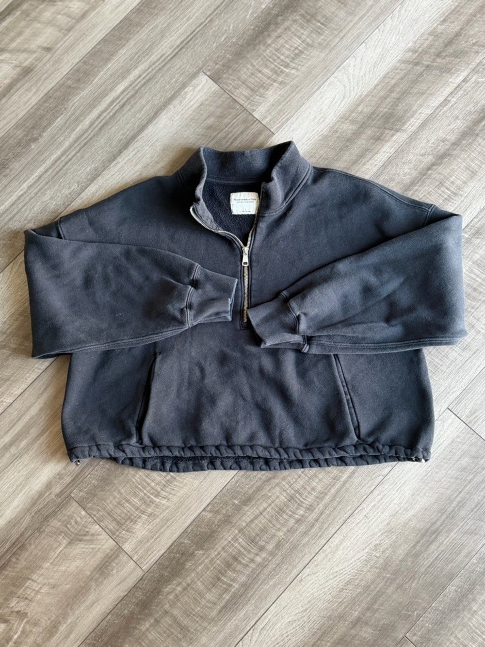 Abercrombie & Fitch Soft A&F 1/4 Zip Sweatshirt Black Women's Sz L Loungewear